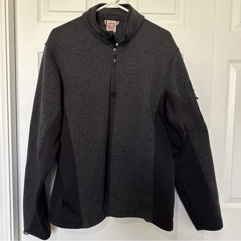 Avalanche Mens XL Charcoal Grey 1/4 Zip Sweater Knit Black Side Panels Pullover